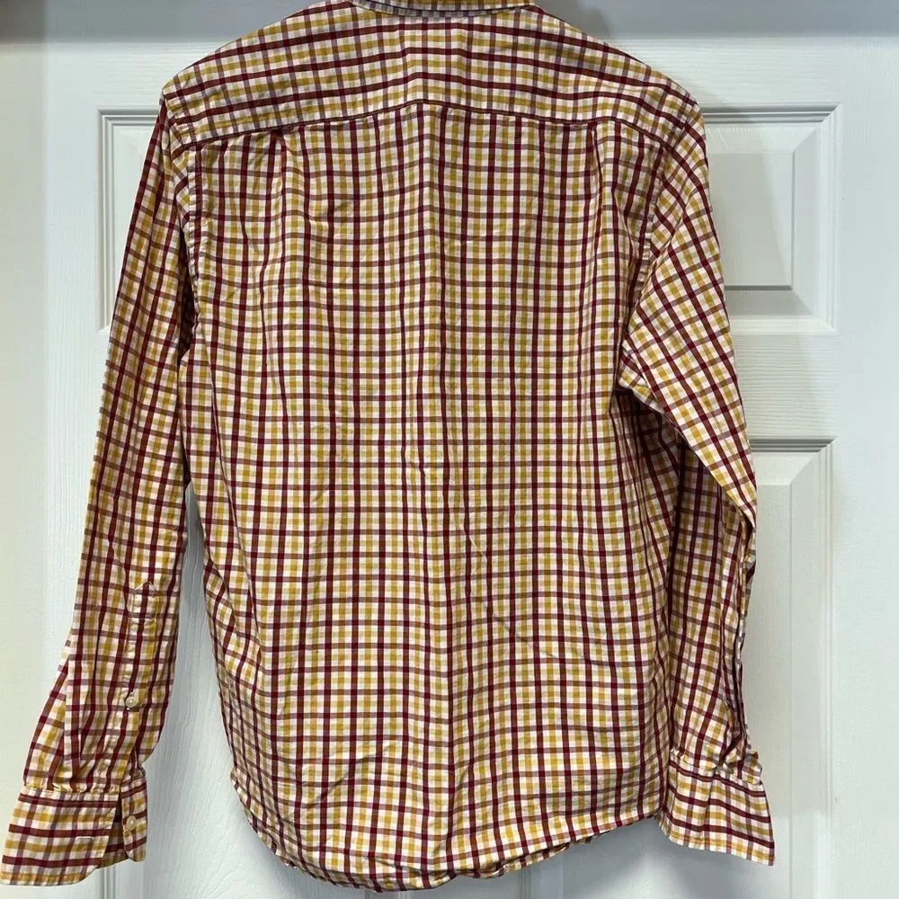Tailored by J. Crew Red & Orange Plaid Button Down Shirt sz M EUC